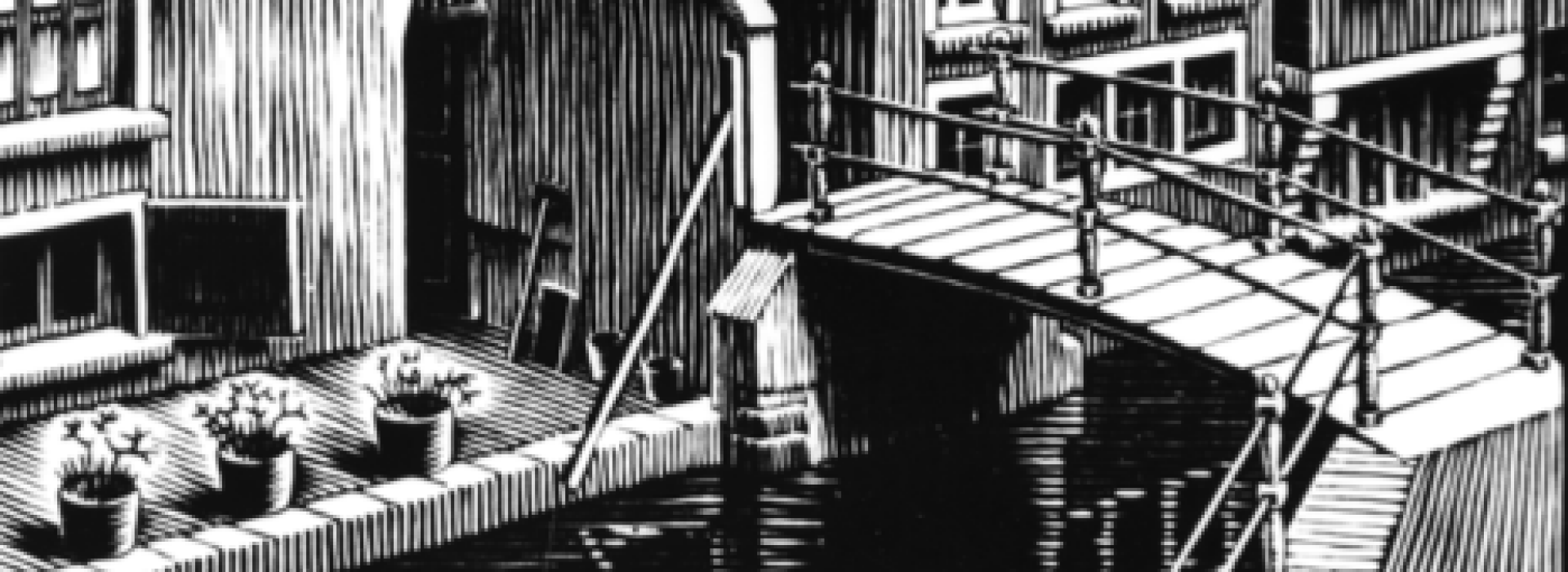Cartes de M.C. Escher avec des gravures sur bois de Delft